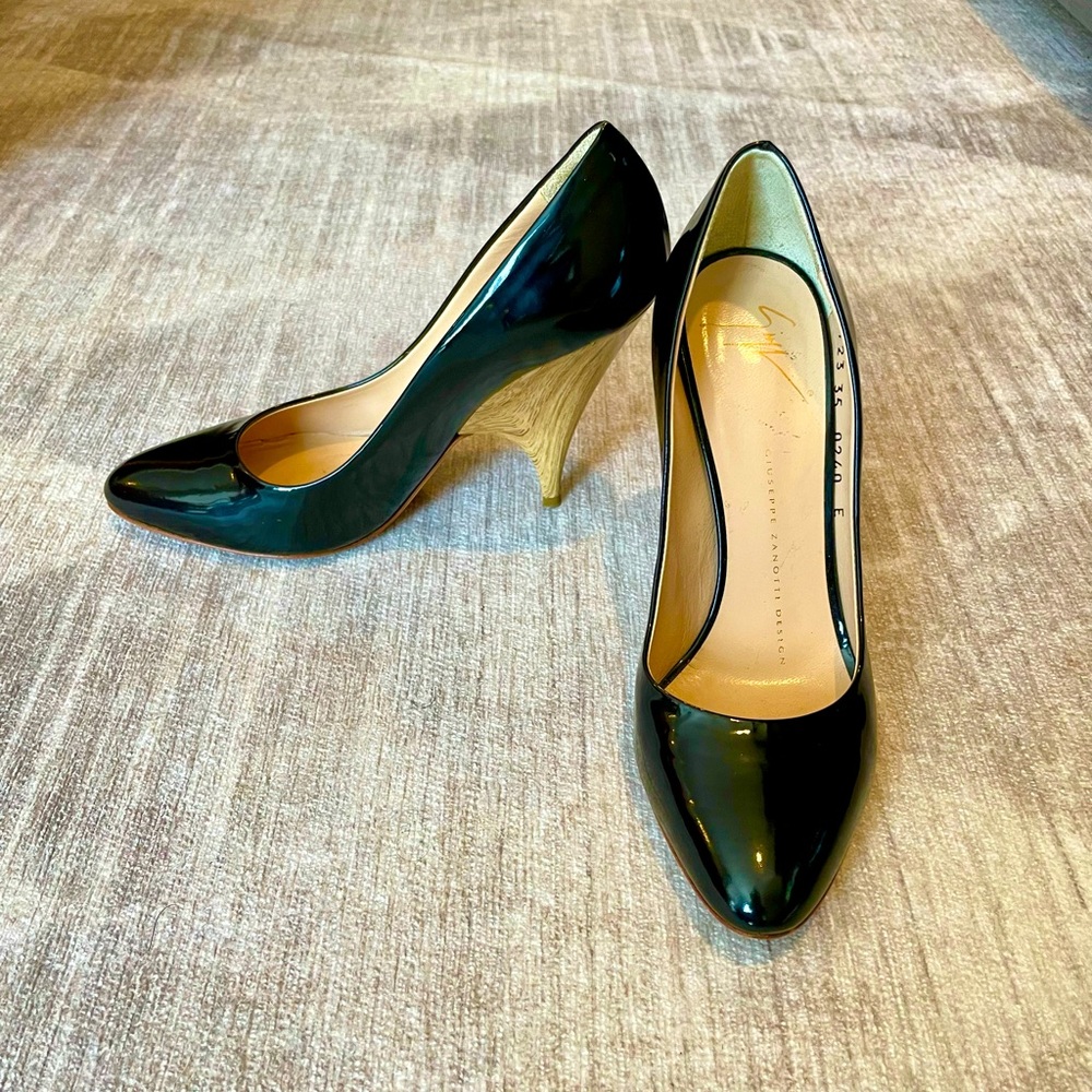 Unique Patent Leather Giuseppe Zanotti with Wood Grain Heels